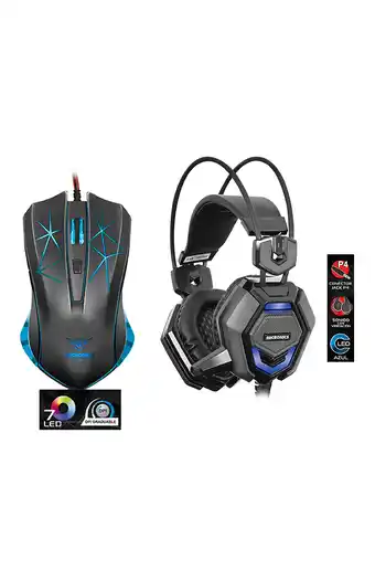 Tiendas EFE Kit auricular gamer micronics lúdico led con micro y vibrador + mouse micronics 6 botones oferta