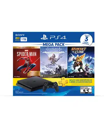 Tiendas EFE Megapack playstation 4 1tb + spider man + horizon zero dawn + ratchet & clank oferta