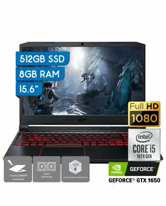 Tiendas EFE Laptop gamer acer nitro 5 intel core i5 10°gen 512gb ssd 8gb gtx1650 oferta