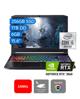 Tiendas EFE Laptop gamer acer nitro 5 intel core i5 10°gen 1tb +256gb ssd 16gb rtx 3060 6gb oferta