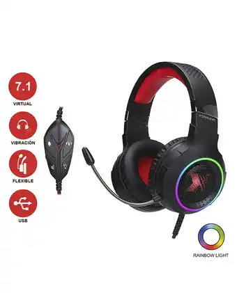 Tiendas EFE Audífono gaming con micrófono piranha 7.1 xblade vibración rgb oferta