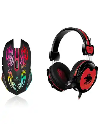 Tiendas EFE Kit gamer enkore: auricular micronics ekhg1000 + mouse gamer ekm300 6 botones luz led oferta