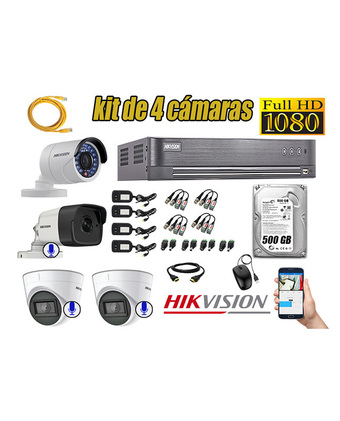 Tiendas EFE Kit 4 cámaras de seguridad hikvision full hd 1080p | 03 camaras con audio incorporado oferta