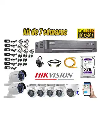 Tiendas EFE Kit 7 cámaras de seguridad hikvision full hd 1080p | 01 camara con audio incorporado oferta