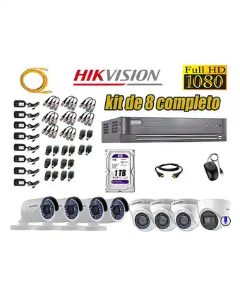 Tiendas EFE Kit 8 cámaras de seguridad hikvision full hd 1080p | 01 camara con audio incorporado oferta