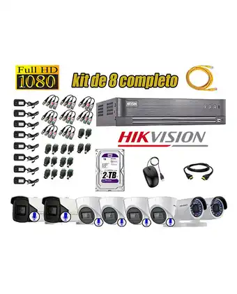 Tiendas EFE Kit 8 cámaras de seguridad hikvision full hd 1080p | 06 camaras con audio incorporado oferta
