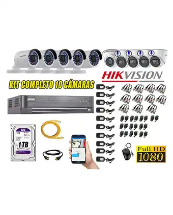 Tiendas EFE Kit 10 cámaras de seguridad hikvision full hd 1080p | 04 camaras con audio incorporado oferta