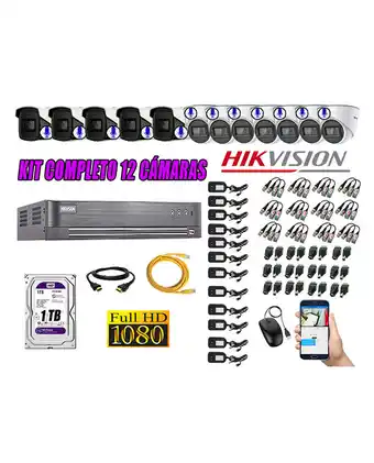 Tiendas EFE Kit 12 cámaras de seguridad con audio incorporado hikvision full hd 1080p oferta
