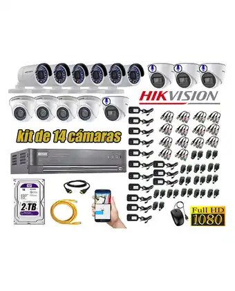 Tiendas EFE Kit 14 cámaras de seguridad hikvision full hd 1080p | 04 camaras con audio incorporado oferta