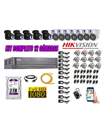 Tiendas EFE Kit 12 cámaras de seguridad con audio incorporado hikvision full hd 1080p oferta
