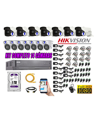 Tiendas EFE Kit 14 cámaras de seguridad con audio incorporado hikvision full hd 1080p oferta
