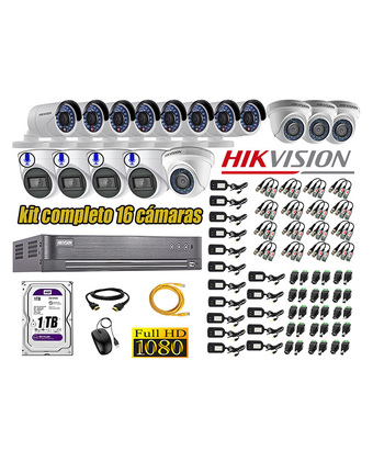 Tiendas EFE Kit 16 cámaras de seguridad hikvision full hd 1080p | 04 camaras con audio incorporado oferta