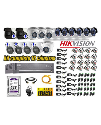 Tiendas EFE Kit 16 cámaras de seguridad hikvision full hd 1080p | 6 camaras con audio incorporado oferta