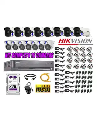 Tiendas EFE Kit 16 cámaras de seguridad con audio incorporado hikvision full hd 1080p oferta