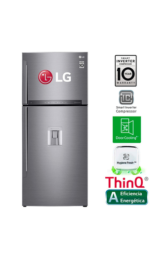 Tiendas EFE Refrigeradora lg top freezer gt41sgp 410l con hygiene fresh - plateada oferta