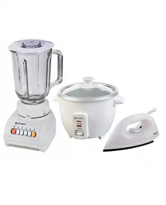 Tiendas EFE Combo imaco: licuadora vidrio 350w + olla arrocera 0.6l + plancha seca base antiadherente oferta