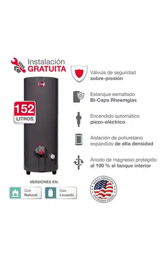 Tiendas EFE Termotanque tipo a 152l gn rheem oferta