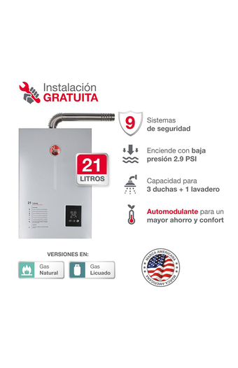 Tiendas EFE Terma a gas rheem 21 lt tf gn - prestige oferta