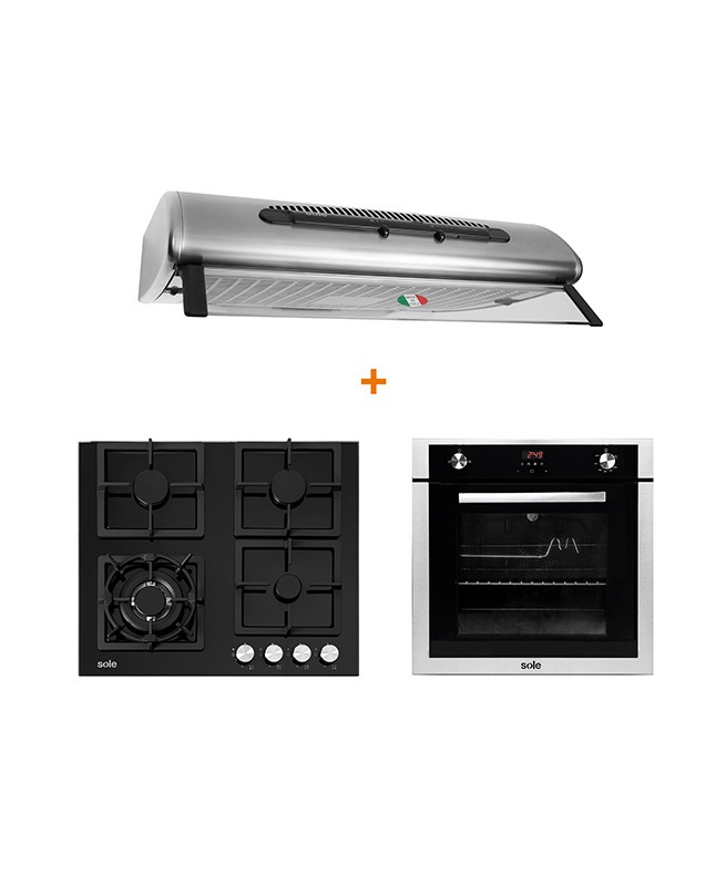 Combo sole: encimera 4 quemadores solco040 + campana ture48co + horno  empotrable solho007 oferta en Tiendas EFE
