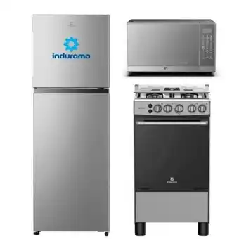 Hiraoka Refrigeradora indurama ri-439 no frost 325l + cocina glp indurama matisse 4 hornillas + horno microondas indurama mwi-20tcrp oferta