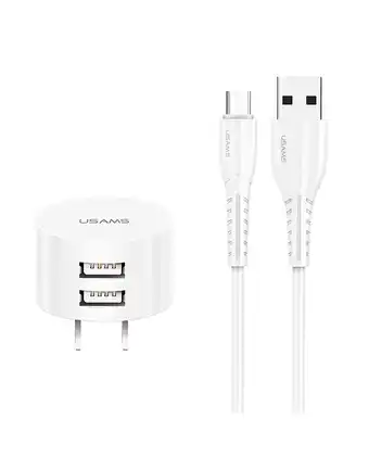 Tiendas EFE Kit cargador usams pared + cable micro blanco oferta