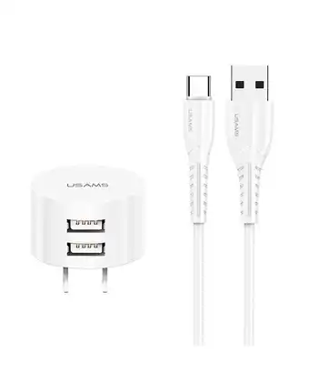 Tiendas EFE Kit cargador usams pared + cable type-c blanco oferta