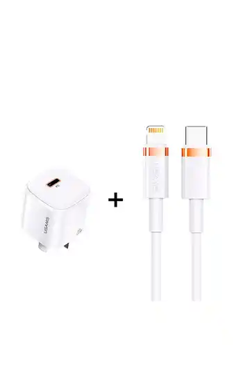 Tiendas EFE Kit usams cargador de pared t36 ultra rápido pd 20w + u63 cable tipo-c a lightning pd 20w - blanco oferta