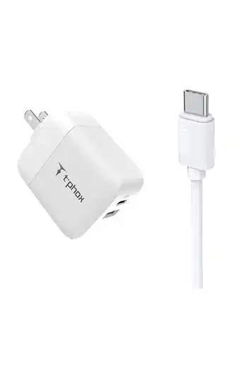 Tiendas EFE Cargador de carga rápida 18w t phox coco blanco + cable tipo c oferta