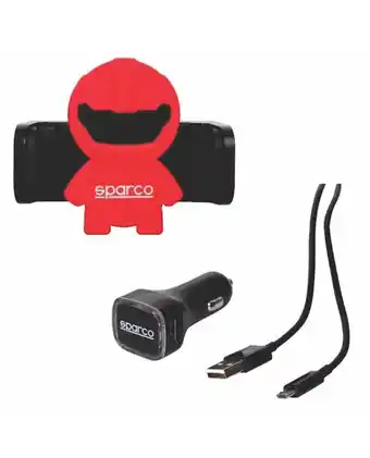 Tiendas EFE Kit sparco: soporte celular + cargador usbx2 2.1 + cable oferta