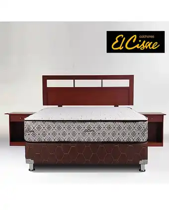 Tiendas EFE Dormitorio easy 2 plazas: cabecera + colchón con box tarima + 2 veladores + 2 almohadas f600 oferta