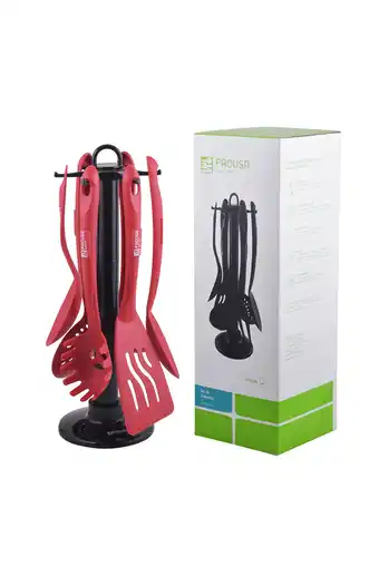 Tiendas EFE Set de utensilios facusa x6 nylon c/mp-ad820un/ro+ti-6423 - rojo oferta