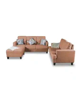 Tiendas EFE Seccional home premium izquierdo + sofá home premium de 2 cuerpos raquel naranja oferta