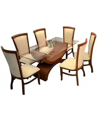 Tiendas EFE Hys juego de comedor + 6 sillas ajaci - almendra oferta