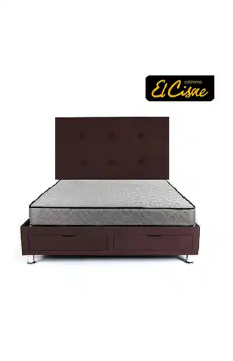 Tiendas EFE Juego de dormitorio el cisne one 2 plazas + cajones + colchón + cabecera + 2 almohadas f600 oferta