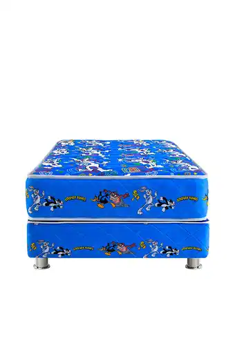 Tiendas EFE Cama americana forli looney tunes azul 1.5 plazas + colchón + 1 almohada silicona + 1 protector oferta