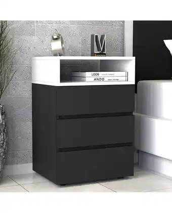 Tiendas EFE Velador villa hogar de 3 cajones bruss negro y cubo blanco - villa hogar oferta