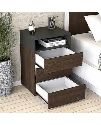Tiendas EFE Velador villa hogar de 3 cajones bruss wengue y cubo negro - villa hogar oferta
