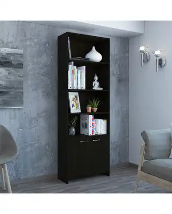 Tiendas EFE Biblioteca lisa 1,80 con puertas - wengue oferta
