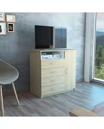 Tiendas EFE Comoda z-91 tv40 4 cajones 1 puerta - rovere / blanco oferta