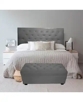 Tiendas EFE Cabecera club hogar sjt-471 queen - gris + banqueta oferta