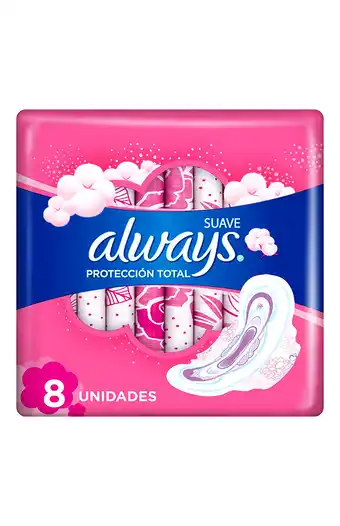 Tiendas EFE Toallas higiénicas 8 unidades always protección total tela suave oferta
