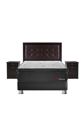 Tiendas EFE Juego de dormitorio forli platinium gatteo king + colchón + box tarima + cabecera + velador + protector + almohada oferta