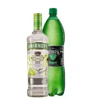 Freshmart Pack vodka smirnoff green apple - 700 ml+ ginger ale evervess - botella 1.5 l - unidad oferta