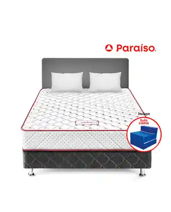 Tiendas EFE Juego de dormitorio paraiso consul 2 plz + sofá juego de dormitorio + 2 almohadas + protector + cabecera oferta