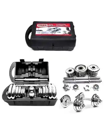 Tiendas EFE Set de 20 kg pesas y mancuernas cromadas + maletín - sport fitness oferta