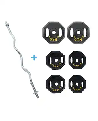 Tiendas EFE Pack genericas: pesas barra zeta + 22 kilos discos 3 kg 5kg hexagonales oferta