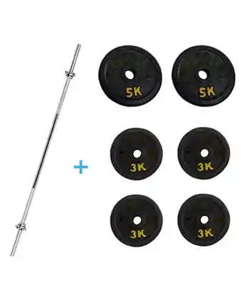Tiendas EFE Pack genericas: pesas barra recta + 22 kg discos 3kg, 5kg redondas oferta