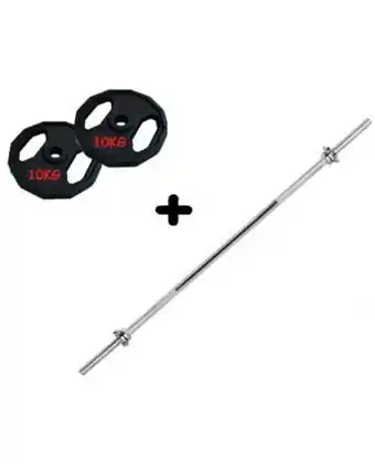 Tiendas EFE Set barra recta + 20 kg de pesas nacionales hexagonales de 60'' unisex sport fitness - plateado oferta