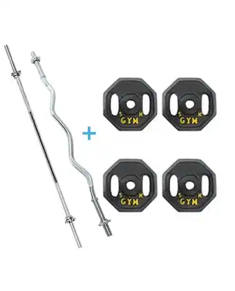 Tiendas EFE Set generic de pesas b. recta + zeta + 20 kg - 4 discos 5 kg hexagonales oferta