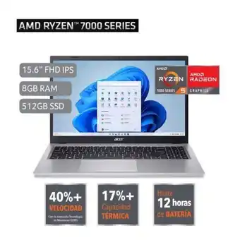 Hiraoka Laptop acer a315-24p-r3dn 15.6 amd ryzen 5 7520u 512gb ssd 8gb ram oferta